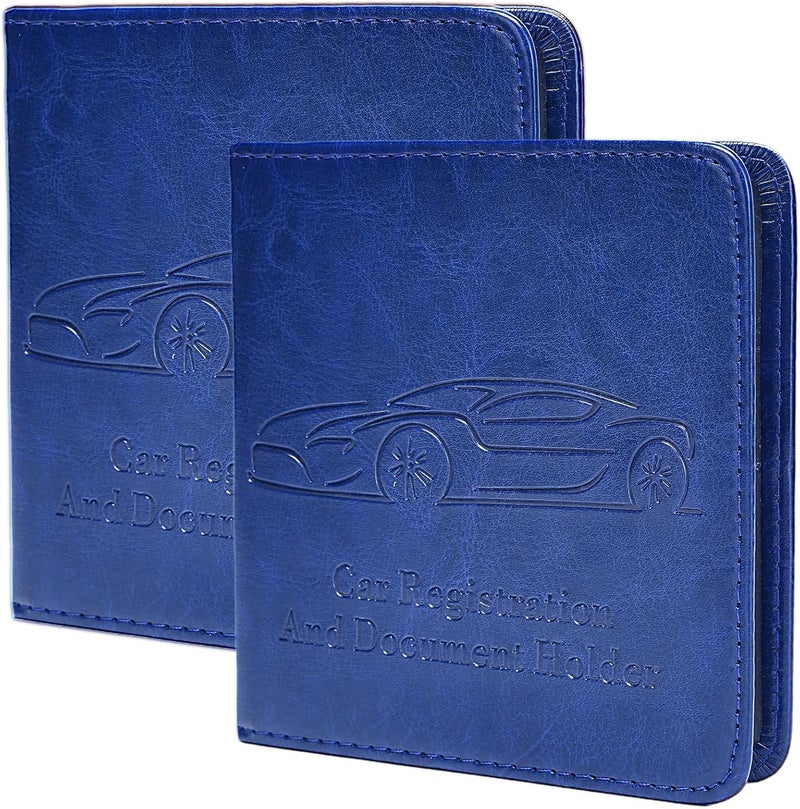 Peisicne 2-Pack Car Registration and Insurance Holder, Car Organization Vehicle Document Organizer with Magnetic Closure for Cards, License in Glove Box, Dark Blue - Image 1